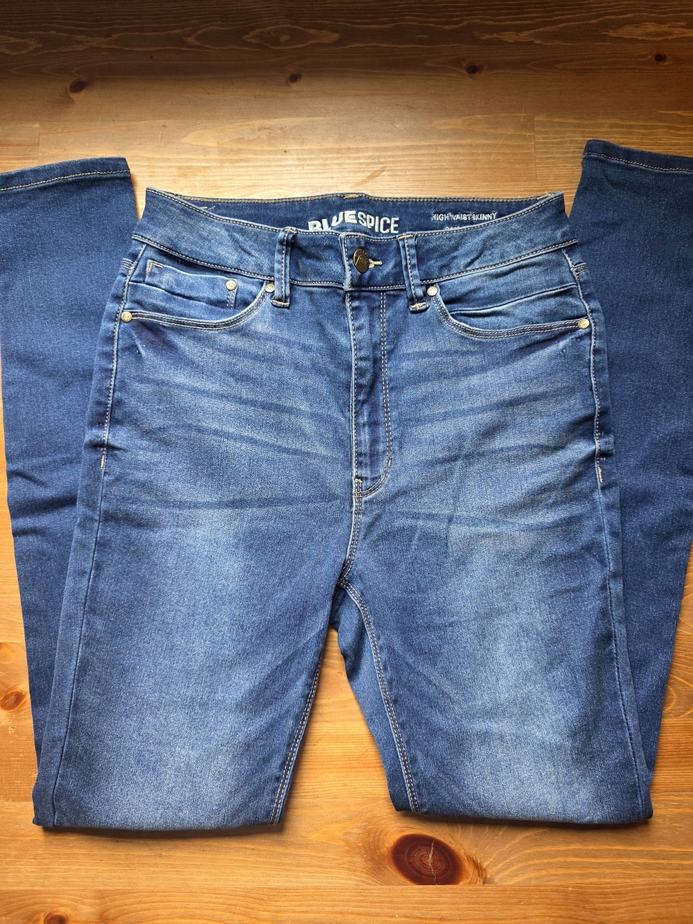 Blue Spice Womens Medium Blue Slim Straight Jeans